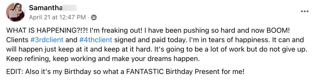 Samantha Testimonial